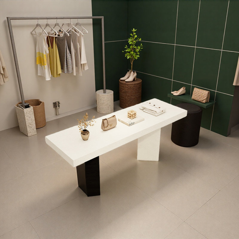 Table de présentation de magasin de vêtements exquis, Blanc/Noir