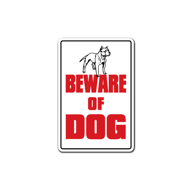 Autocollant «Méfiez-vous des chiens»