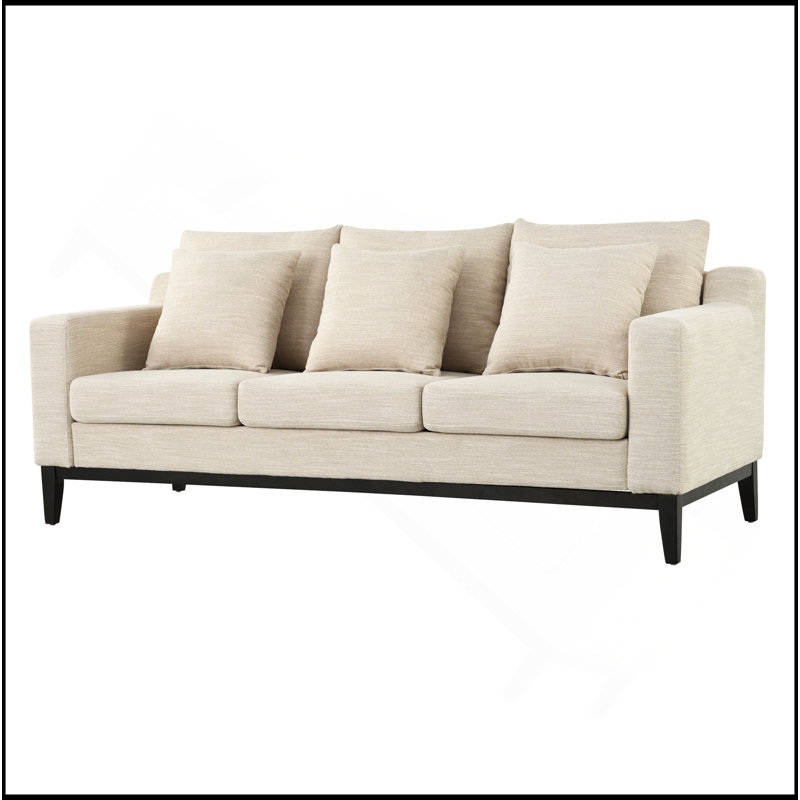 Canapé 3 places avec pieds en bois Mirod Comfy, moderne pour le salon et le bureau, Beige