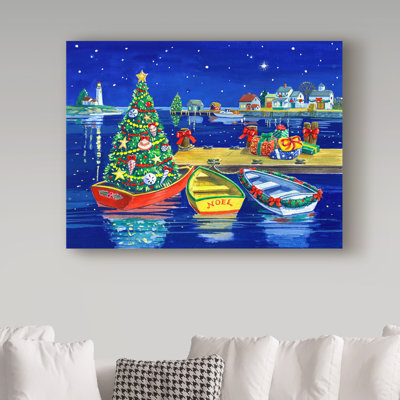 «Christmas Dock» Hollifield, reproduction de peinture acrylique sur toile tendue