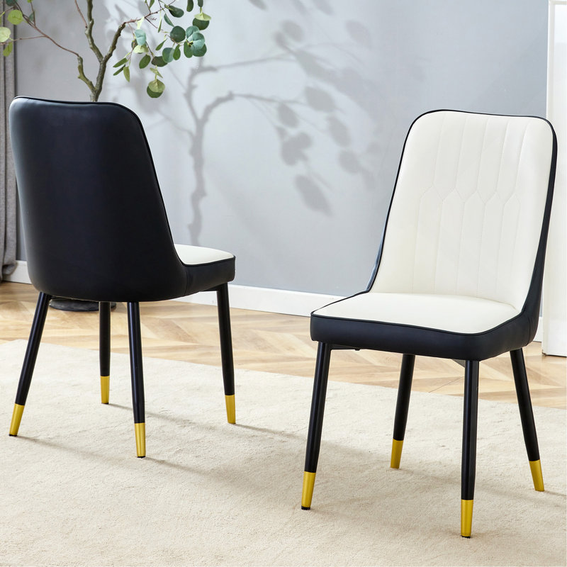 Ensemble de 2 chaises de salle à manger modernes à deux tons avec pieds en métal