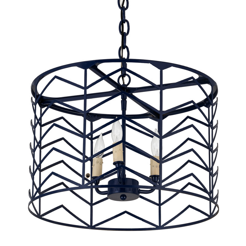Lustre tambour 3 lumières à abat-jour Analissa