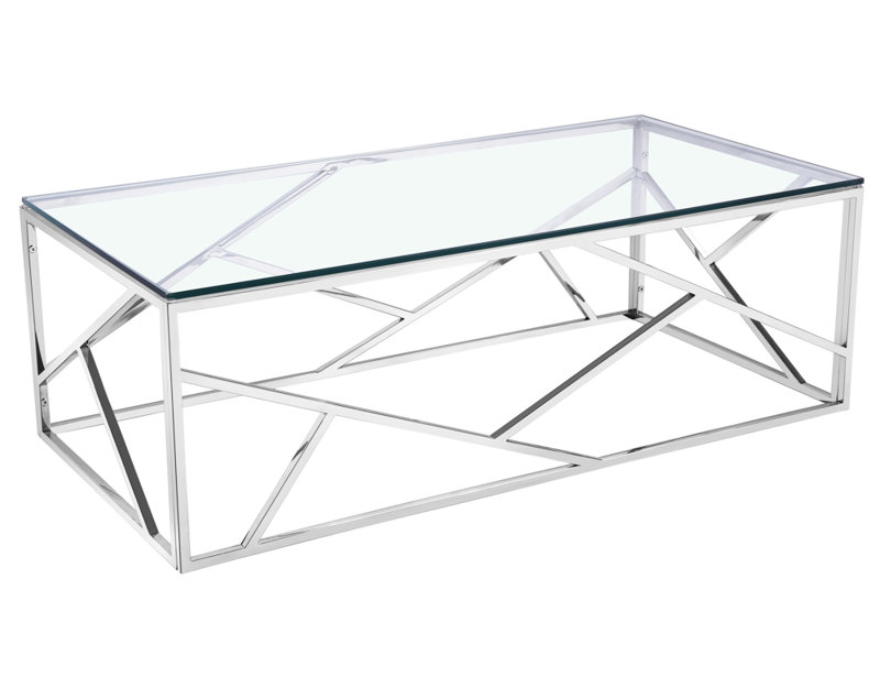 Table basse Laith, H 15,7 po x L 47 po x l 23,6 po, Argent