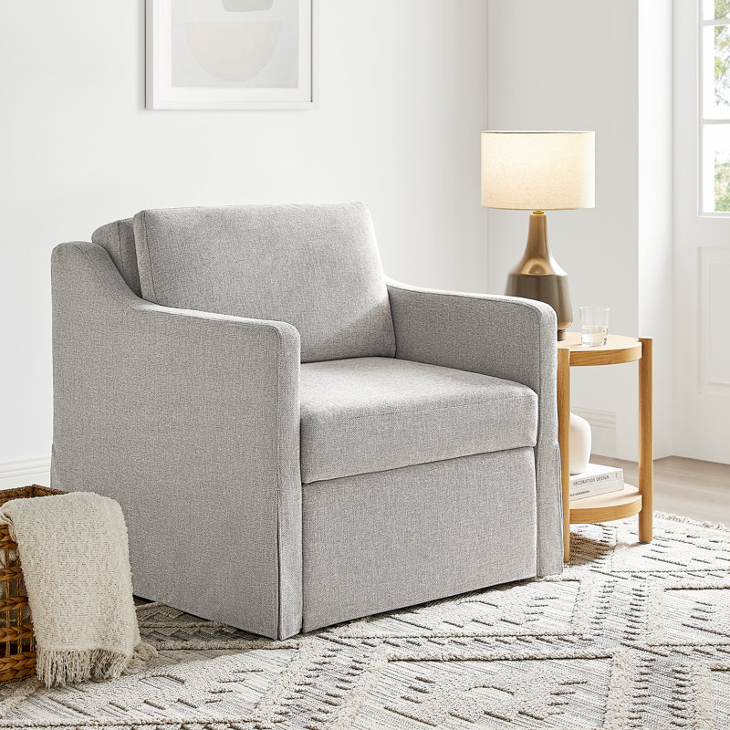 Serta Harvey 35" Convertible Accent Chair, Dream Coil Comfort, Easy Assembly, Linen