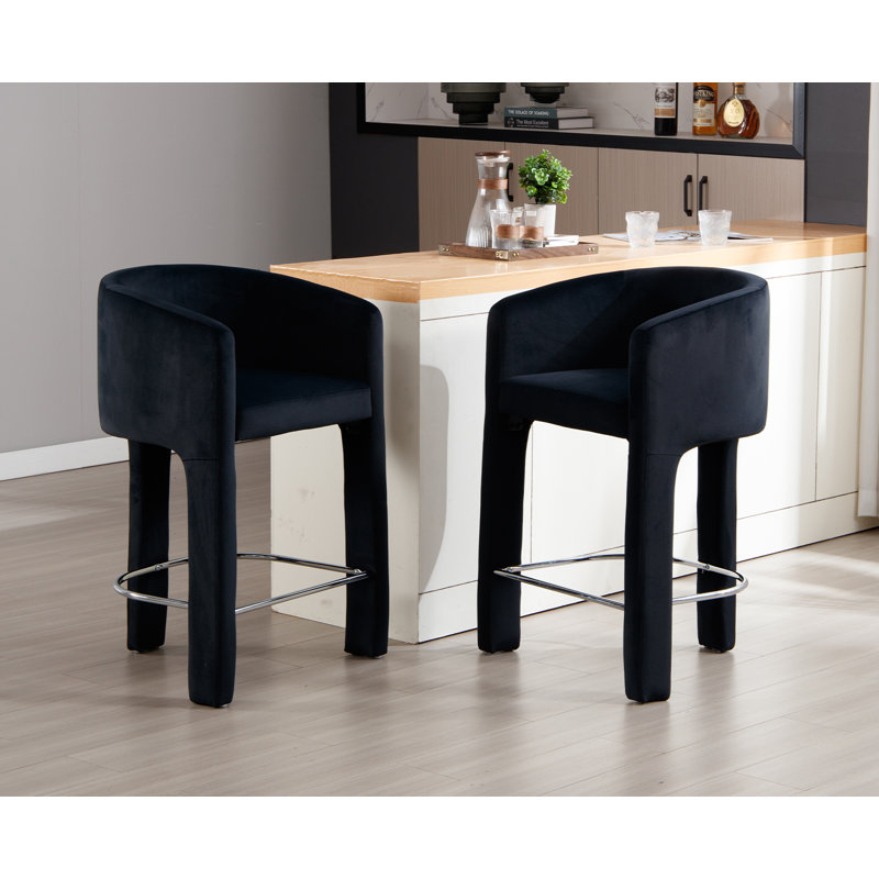 Tabourets de bar modernes de hauteur comptoir, tabourets de bar de 26 po avec dossier et accoudoirs, chaises de bar rembourrées pour la salle à manger de l'îlot de cuisine