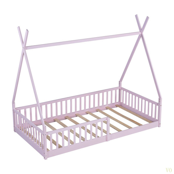 Ebern Designs Twin Size Wood House Bed With Fence - Wayfair Canada