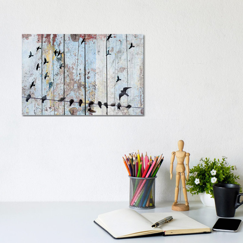 Birds On Wood III by Irena Orlov - Wrapped Canvas Gallery-Wrapped Canvas Giclée, 20.32 cm H x 30.48 cm W