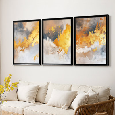 ABSTRACT Series CDxxxxi - Toile tendue avec châssis sur mesure - 3 pièces