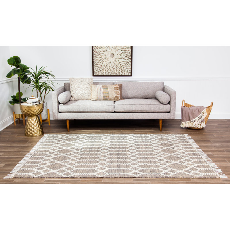 Julewitz Geometric Jute / Sisal Hand Woven Area Rug, Rectangle 244 x 305cm