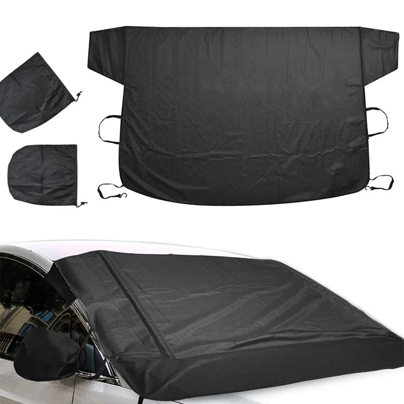 Car Windshield Snow Cover, 600D Heavy Duty Winter Ice Frost Dust Rain Protector With Poles, Front