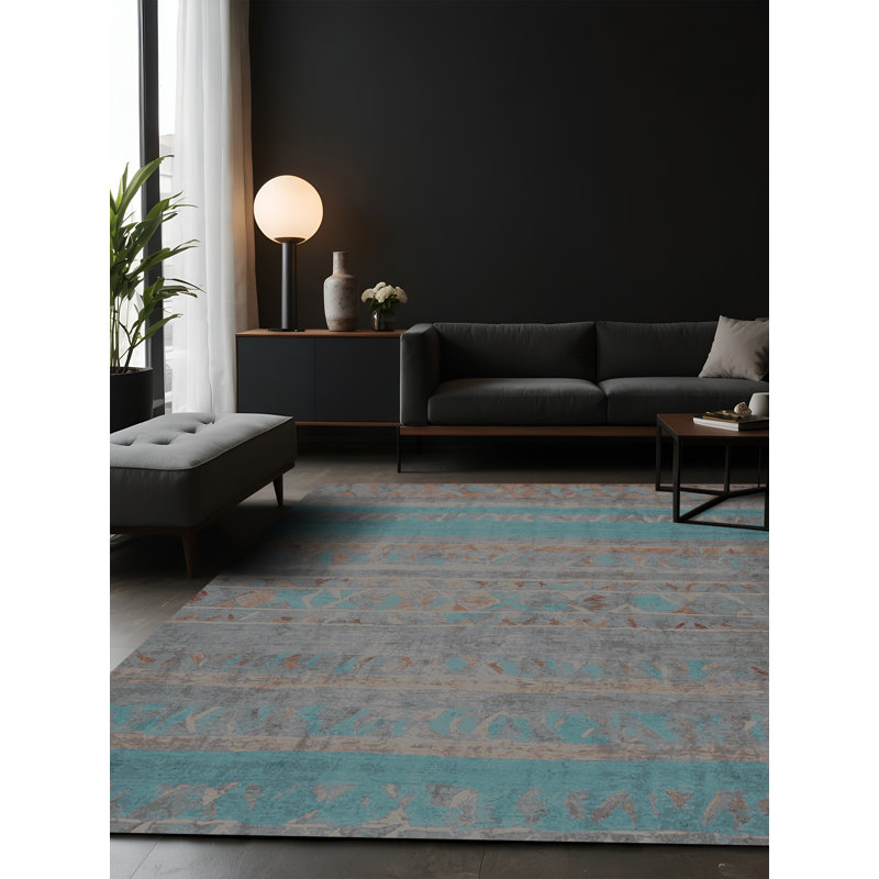 Tapis gris soyeux et moelleux, Carré 8 pi