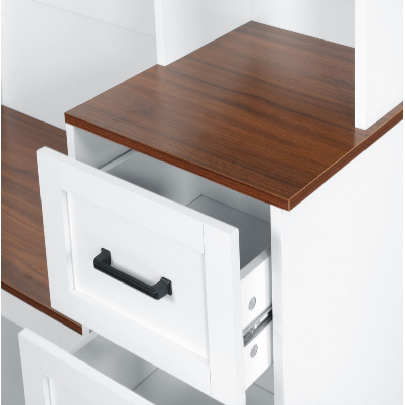 U-Can Modern Entryway Bench with Coat Rack, 3 Shelves and Drawers, 3 Sturdy Hooks, 40.2'' Wide Hall Tree with Storage Bench for Hallway, Entryway, Living Room