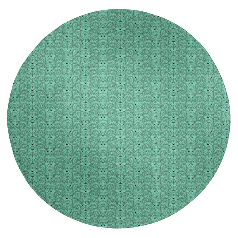 Chenille Toile Indoor Rug, Round 5'