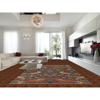 Tapis bleu acier à motif animaux
