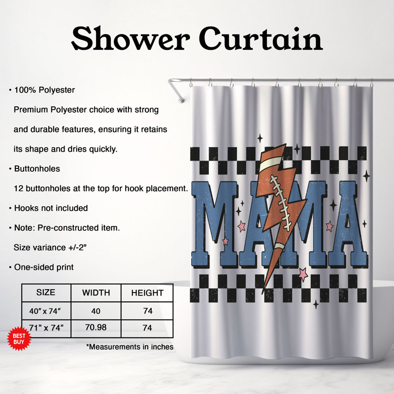 Rideau de douche 1 pièce Game Vibe, H 74 po x l 71 po