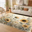 Tapis imprimé tournesol artistique (1 pièce) - Tapis à motif floral botanique vintage, lavable et facile à nettoyer, dos antidérapant, idéal pour décorer le salon, la chambre à coucher, la cuisine ou le bureau.-1476692501
