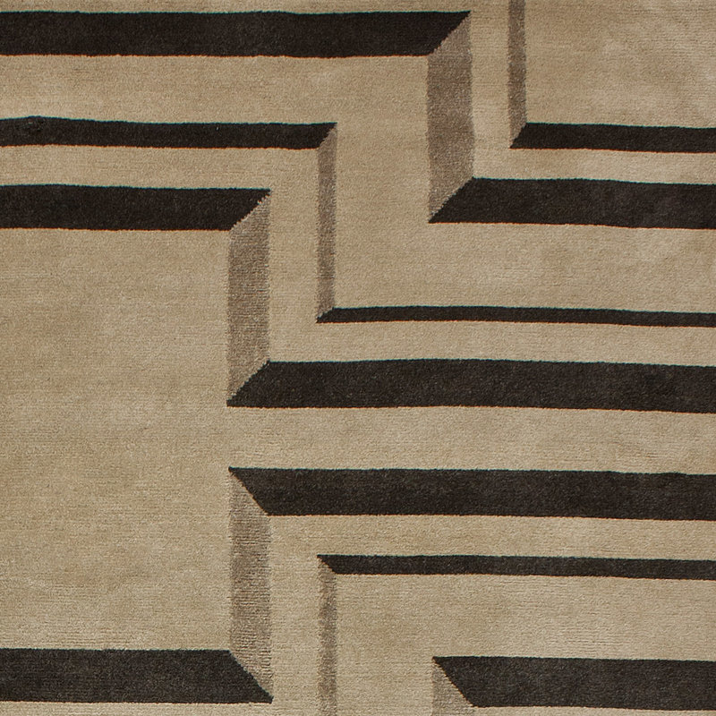 Geometric Area Rug in Black/Sand, Rectangle 6' x 9'