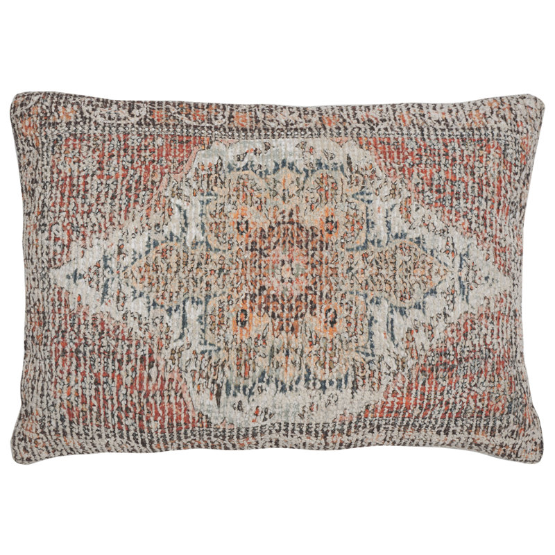 Ara 16 x 22 Inch Rust Cotton & Polyester Lumbar Pillow