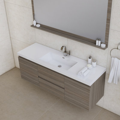 Ensemble de meuble-lavabo mural simple 60 po Arjina