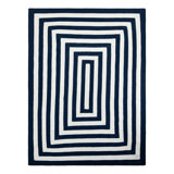 Kozan Geometric Handmade Flatweave Recycled P.E.T. Indoor / Outdoor Area Rug in Navy/White