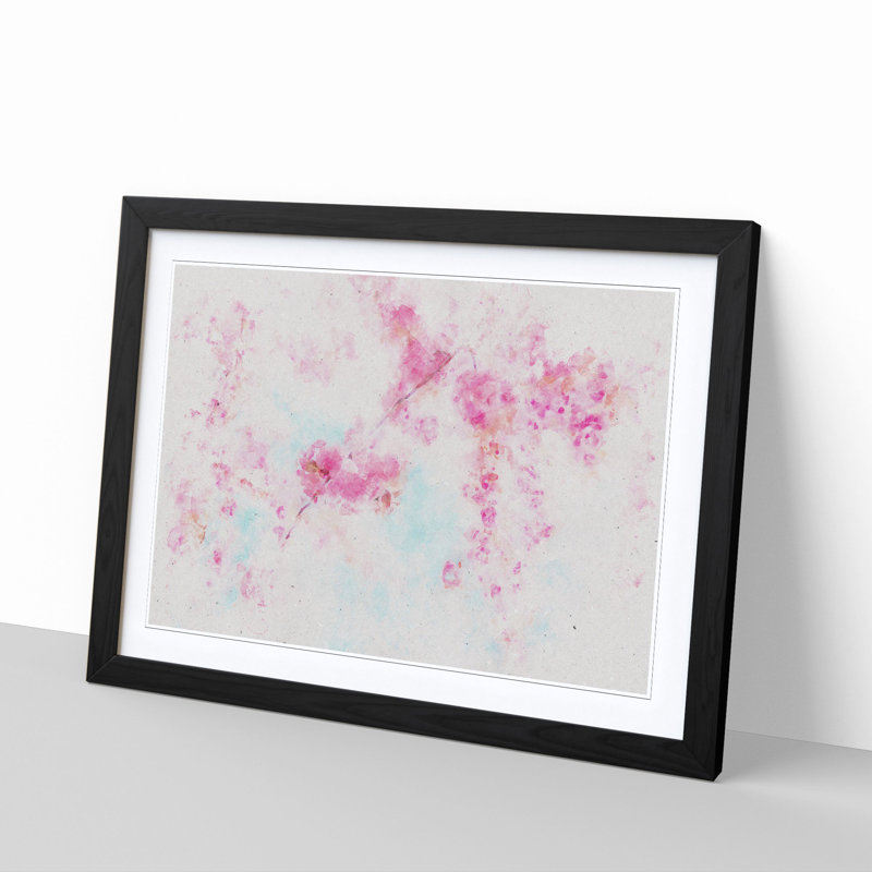 Pink Cherry Blossom Tree in Spring - Framed Print, 24cm H x 33cm W x 2cm D, Black Framed