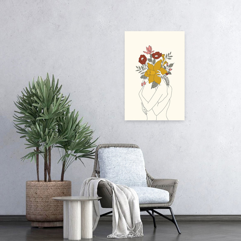 Art floral abstrait, nature et amour, H 24 po x l 16 po