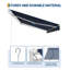 Auvent de terrasse manuel rétractable - Structure en aluminium robuste - Auvent imperméable à l'abat-jour - Tissu en polyester 280 g - Abri extérieur avec manivelle - Bleu marine, 13 x 10 pi-126527850-126527853