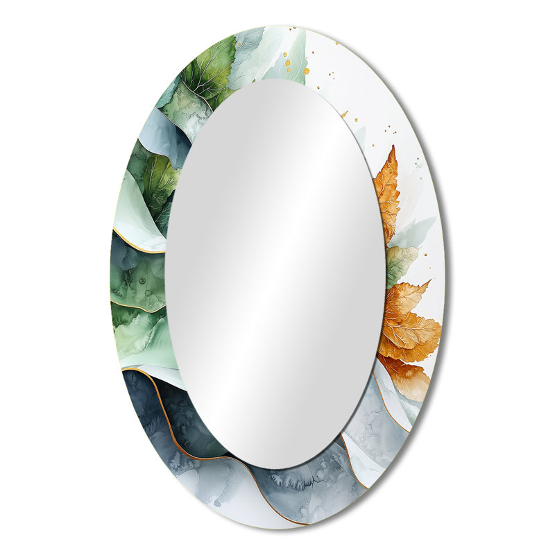 Nature Whispers Of Hard Edge Painting III - Large Oval Wall Mirror On Metal, 36" x 24"