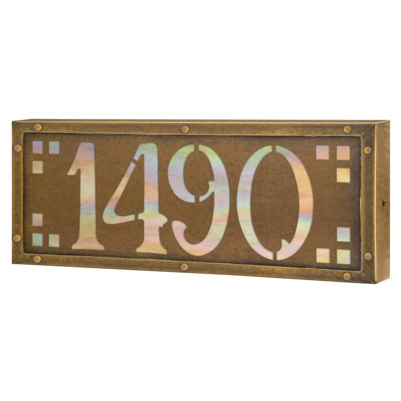 Plaque d'adresse murale personnalisable 120 V pour 4 numéros, Laiton chaud / or, Oui