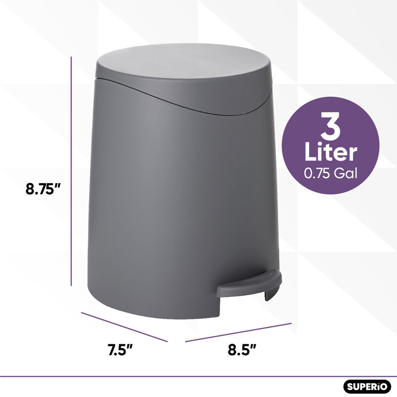 Mini poubelle à pédale Superio, 3 L, Gris