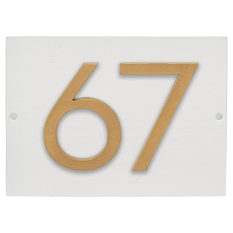 Plaque d’adresse murale sur 1 ligne flottante, Noir, Or, Oui