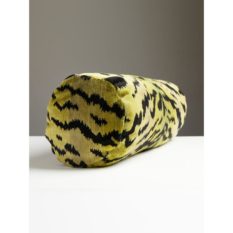 Wild Glamour Bolster Pillow Cover & Insert, Green/Black, Feather/Down