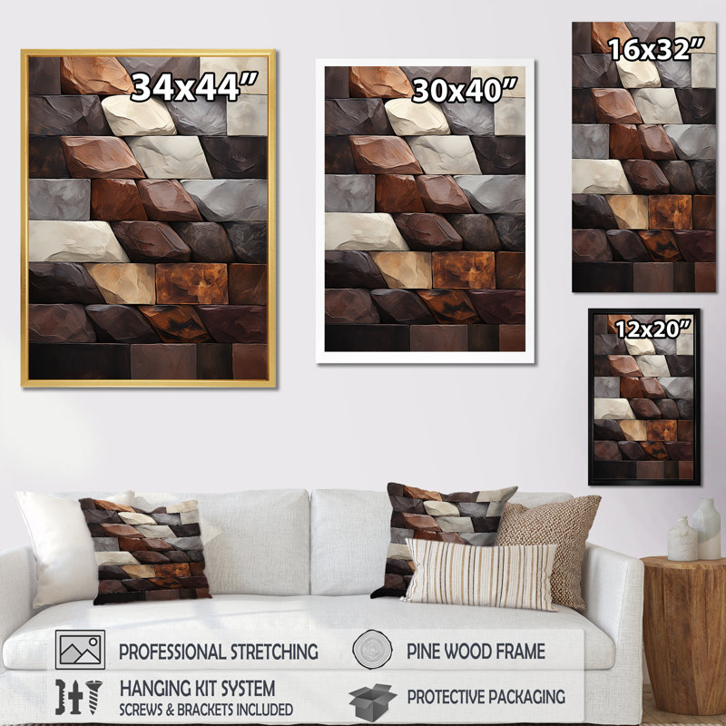 Bean Stone Collage I - Stone Geode Canvas Prints, Wrapped Canvas, 44" H x 34" W x 1.5" D