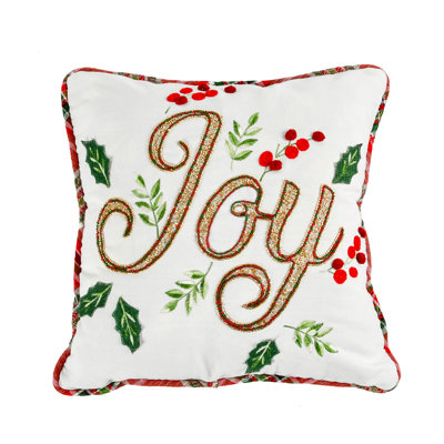 Embroidered Cotton Reversible Throw Pillow