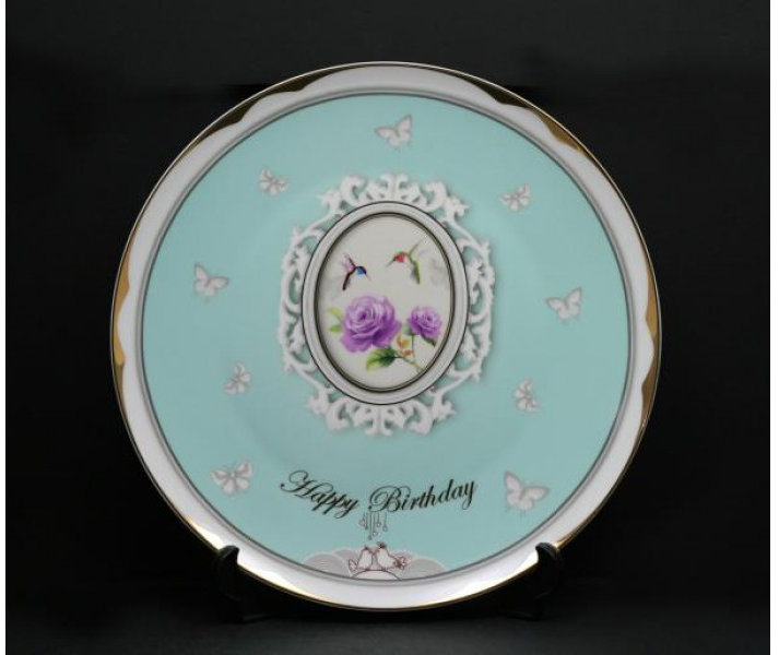 Assiette de 12 po joyeux anniversaire Liang