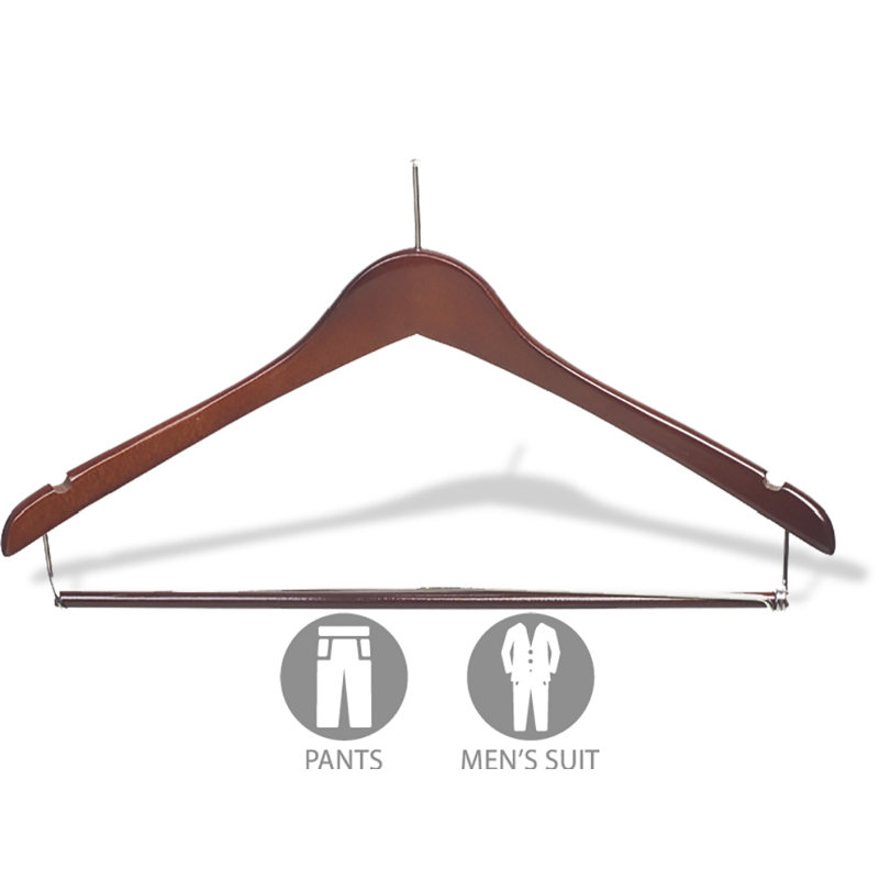 Porte-costumes en bois anti-vol, Noyer avec barre, 100