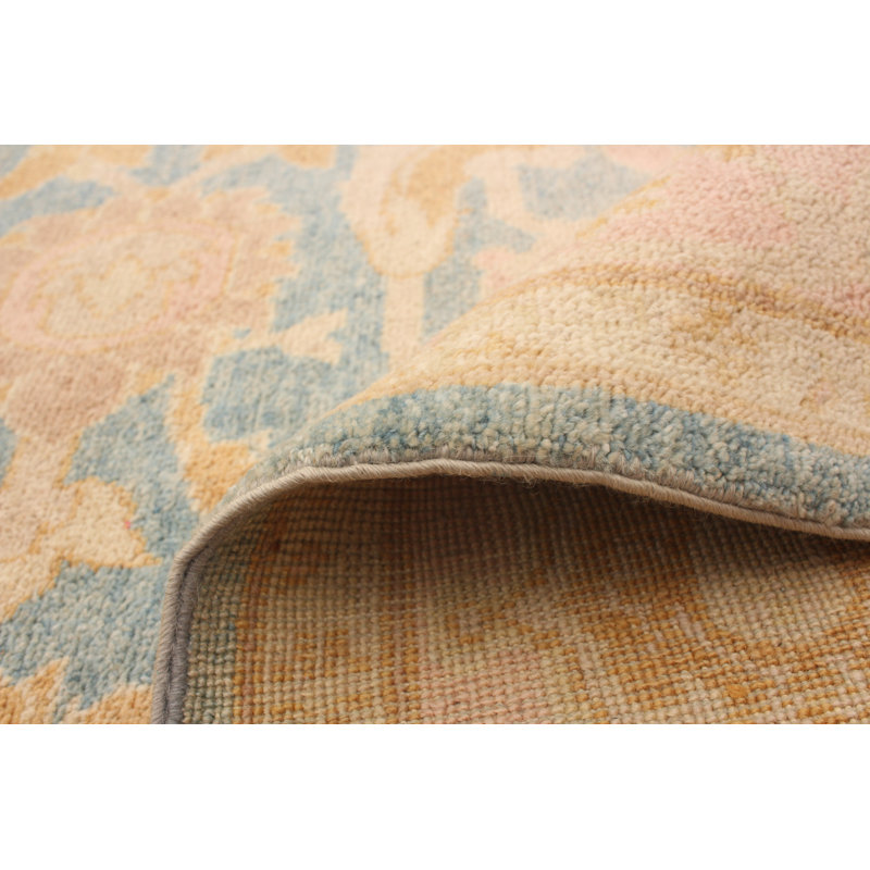 Tapis de bois one-of-kind-noué la 2010 ushak bleu/crème 6 pi 2 po x 9 pi en laine de 10 po Shubhika
