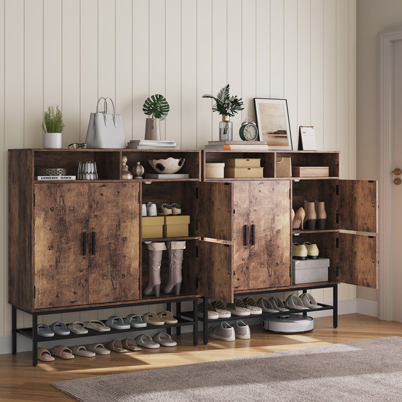 Rangement pour chaussures 4 portes Farmhouse, Brun