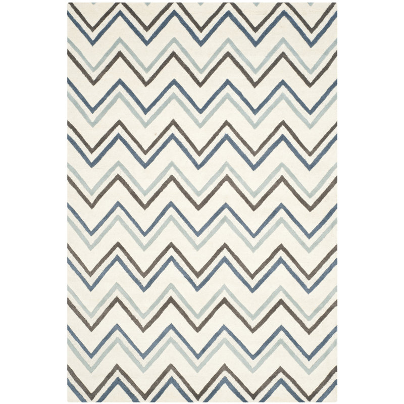 Laquaya Hand Tufted Wool Chevron Rug, Rectangle 3' x 5'