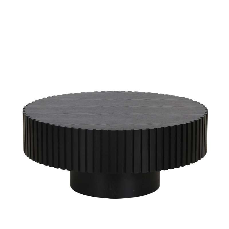 Hamsa - Table basse ronde moderne, Noir, noir, noir, noir, H 15,75 po x L 31,5 po x l 31,5 po