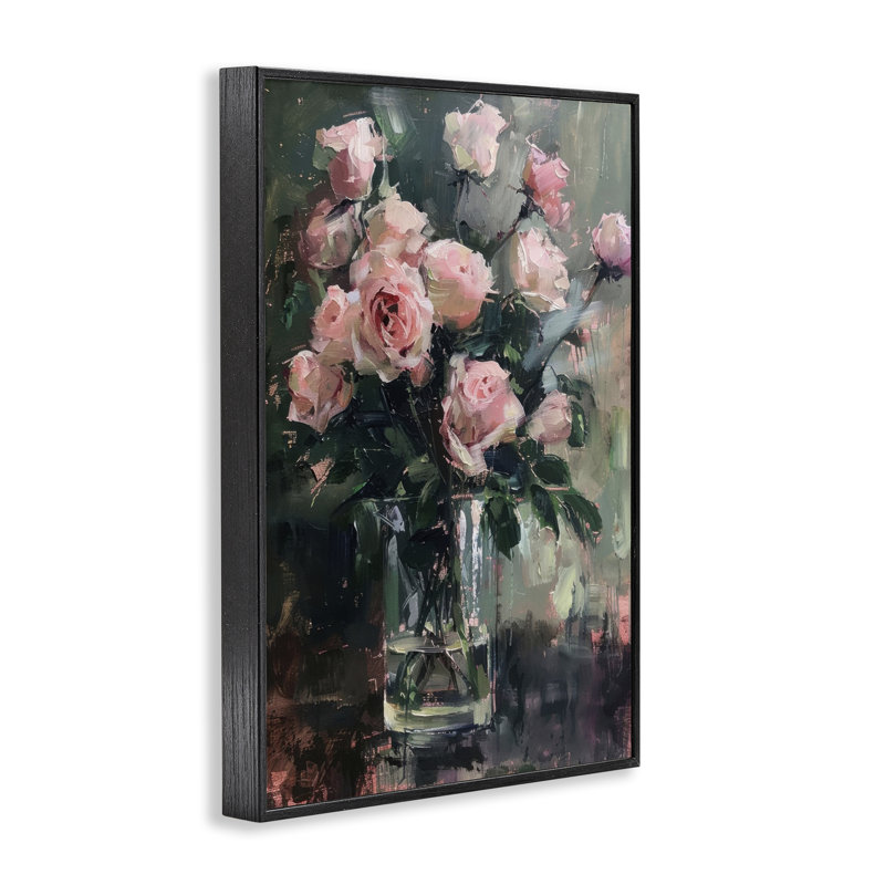  Jolies roses roses, estampe numérique par LSR Design Studio, H 18 po x l 12 po, Giclée encadrée noir minuit