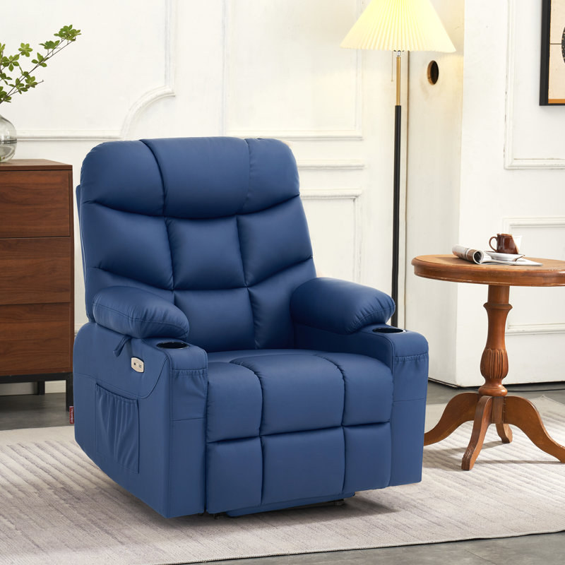 Fauteuil inclinable électrique en similicuir Adavia, Bleu