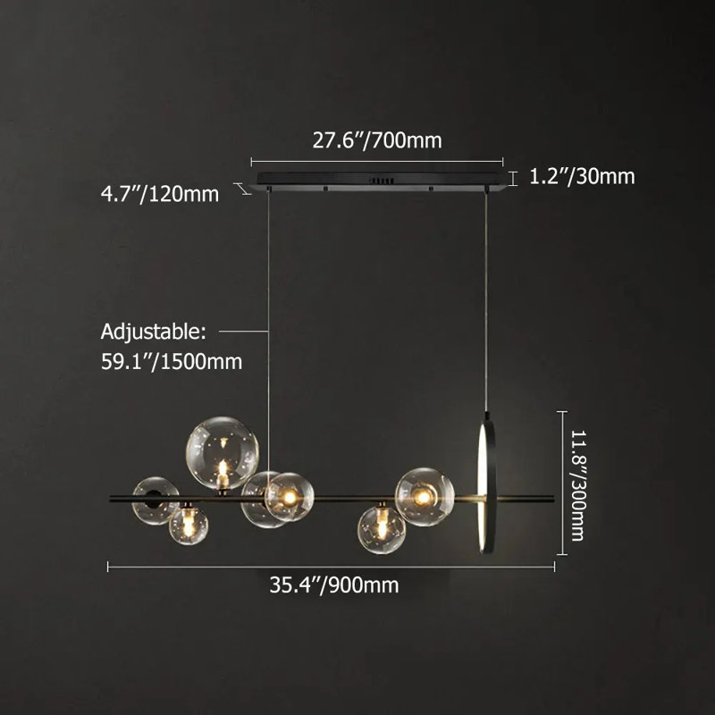 Agnello 7 - Light Black Kitchen Island Pendant