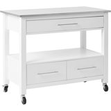 Elixabeth Contemporary Rectangular Kitchen Cart in Stainless Steel and White
