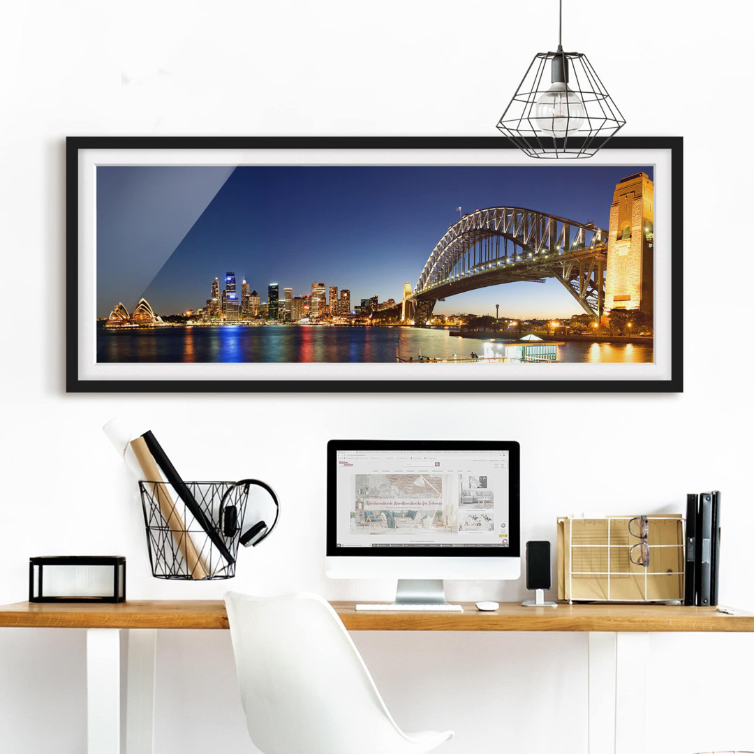 Gerahmter Fotodruck Sydney bei Nacht