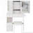 29.2" Small Size Left Drawer Desktop Vanity Table with Cushioned Stool and Power Station,Sliding LED Mirror-1778294772