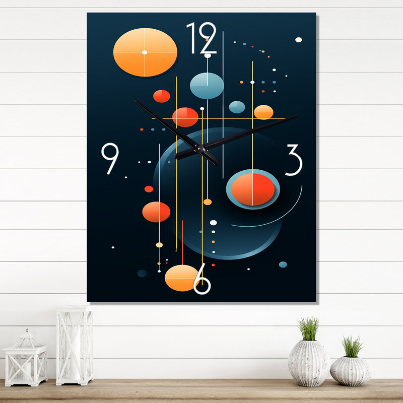 Retro Bliss - Circulaire géométrique abstraite - horloge murale moderne, H 28 po x l 12 po x P 1 po