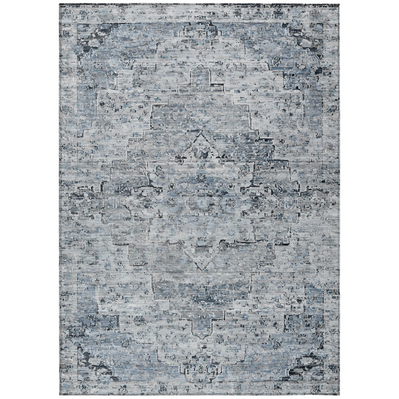 Machine Washable Indoor/Outdoor Xhevrie Sky Rug, Rectangle 8' x 10'