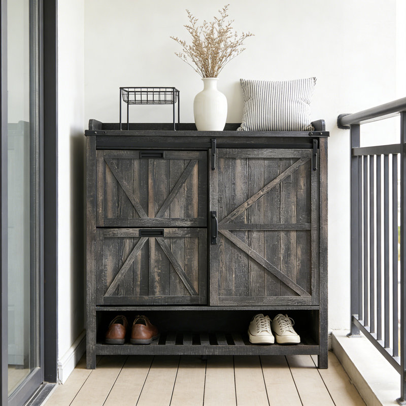 Armoire de rangement pour chaussures Farmhouse 2, Chêne rustique foncé