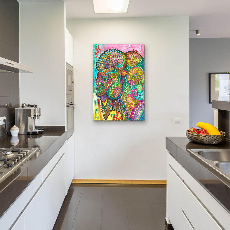 «Bison» par Dean Russo, verre acrylique épique «Bison», H 36 po x l 24 po